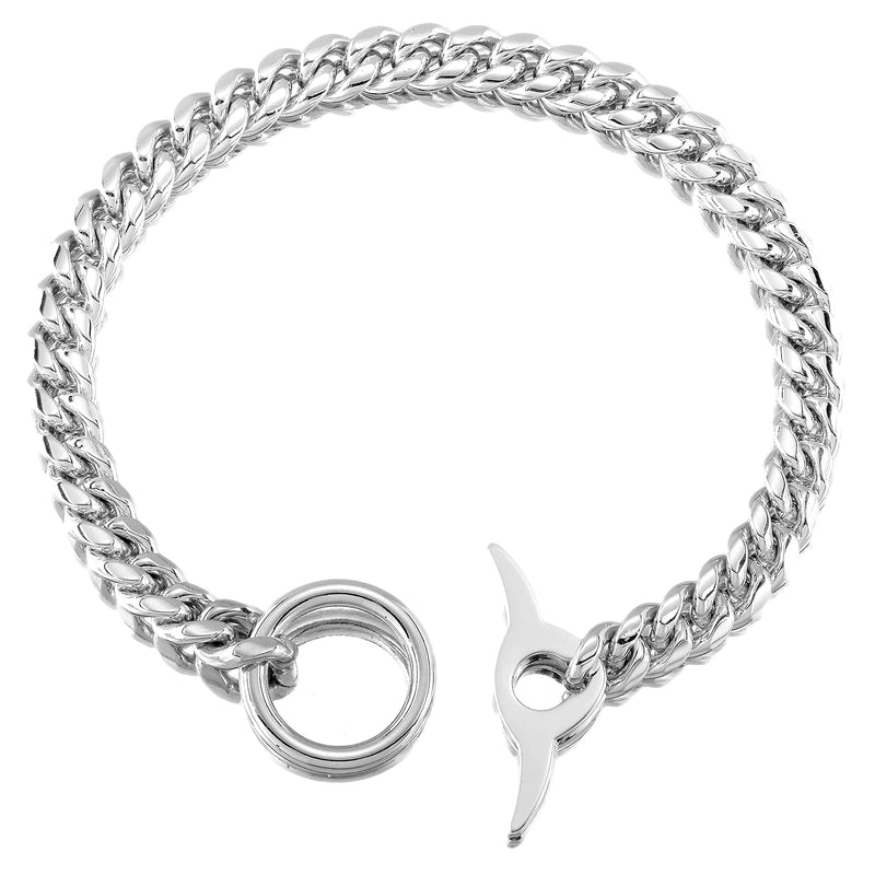 Jewelry Kingdom 1 Dog Chain Collar High Polished Cuban Link Chain 10MM Strong Heavy Duty Chew Proof Adjustable Training Walking Collar with Toggle Clasp and Dog Tag for Small Medium Large Dogs 20"(Fits Neck 16"-19") - BeesActive Australia