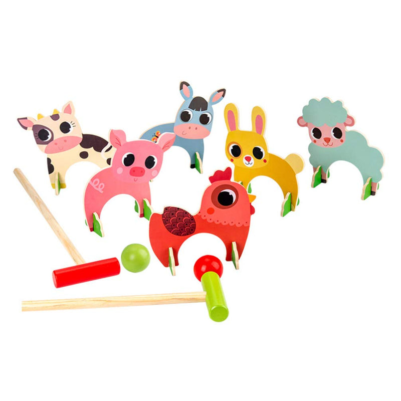 TOYANDONA Kids Croquet Set, Cartoon Wooden Animal Croquet Set Funny Lawn Games for Boys Girls - BeesActive Australia