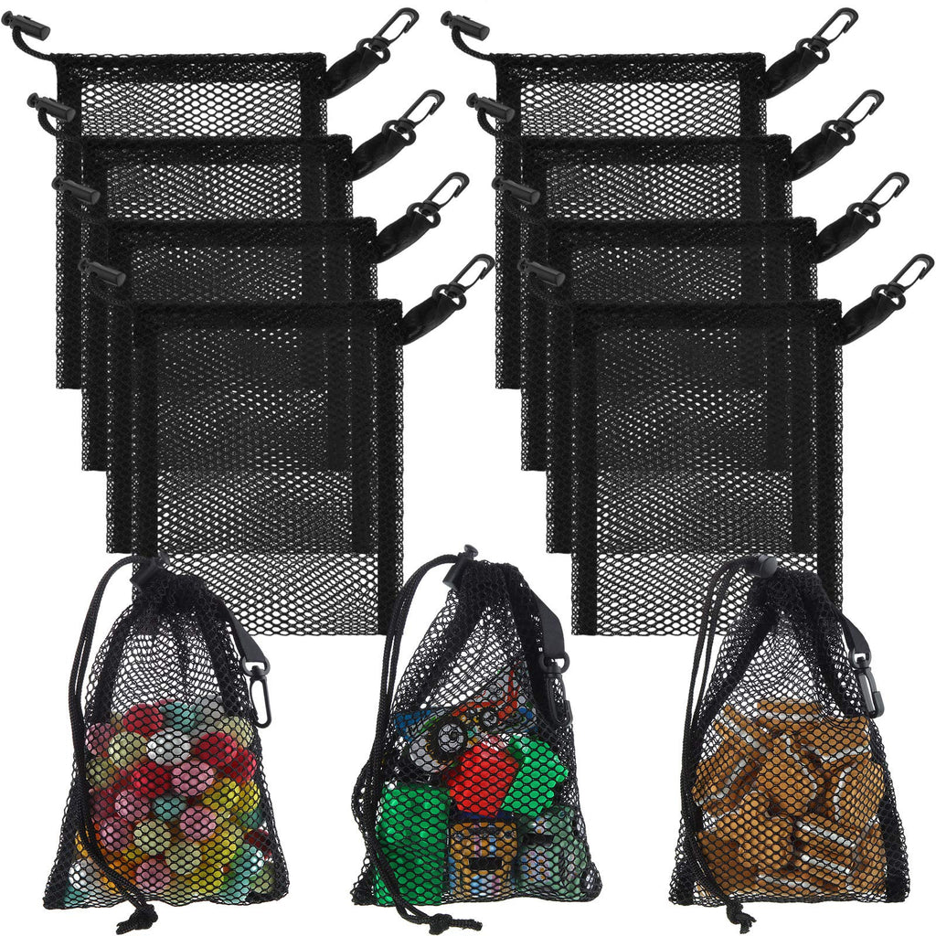 8 Pieces Mesh Drawstring Bags with Clips Nylon Storage Mesh Bags for Collecting Toys Travel, 20 x 15 cm/ 8 x 6 Inches - BeesActive Australia