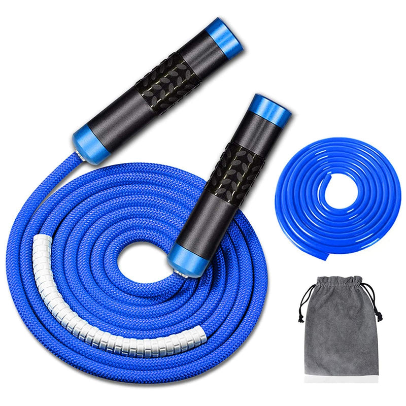 Redify Weighted Jump Rope for Workout Fitness(1LB), Tangle-Free Ball Bearing Rapid Speed Skipping Rope for MMA Boxing Weight-loss,Aluminum Handle Adjustable Length 9MM Fabric Cotton+9MM Solid PVC Rope - BeesActive Australia