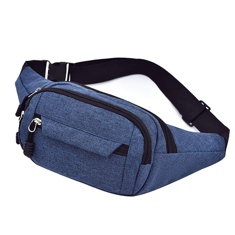 Sports Waist Bag Unisex Fanny PackWater Proof Fanny Pack and Wear-Resistant 4 Pockets Large Capacity Runner Gifts Travel Fanny PackOutdoor Sports Waist Bag(Blue) Blue - BeesActive Australia