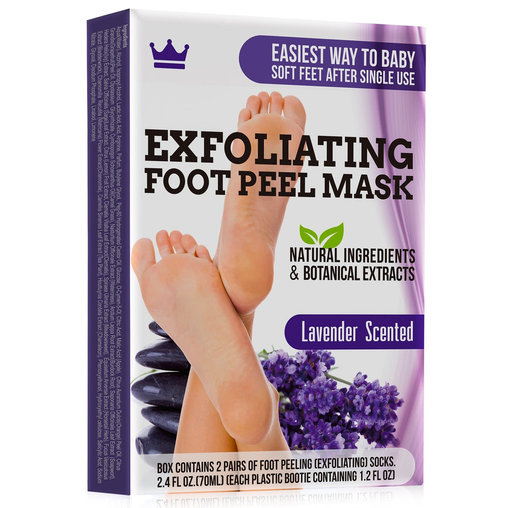 Exfoliating Foot Peel Mask - Two Pairs of Booties for Smooth and Soft Feet - Peeling Away Rough Heels Dead Skin Cells and Calluses - Lavender Scented Natural Formula for Silky Soft Feet - BeesActive Australia