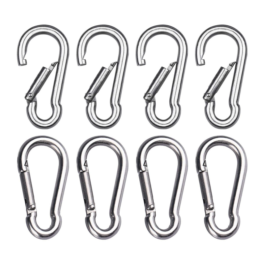 304 Stainless Steel Spring Snap Hook Carabiner Clips 1.57" for Quick Link for Camping Hiking Traveling Fishing Keychain (8-Pack) - BeesActive Australia