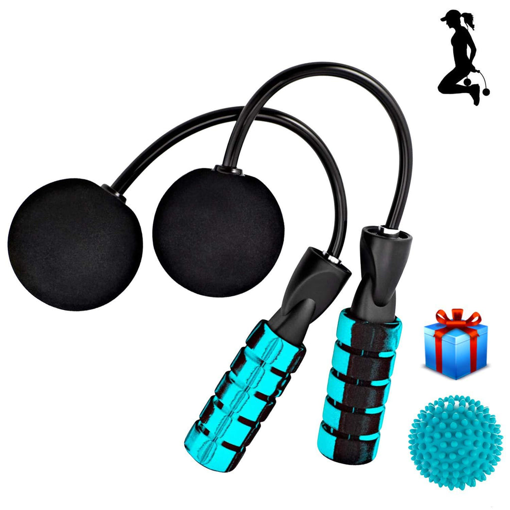 Ropeless Jump Rope with Gift Message Ball, Fukusama Ropeless jump Rope with Anti-Slip Sponge Handles for Fitness with Message Ball Tangle-Free Cordless skipping Rope with Ball Bearing Blue - BeesActive Australia