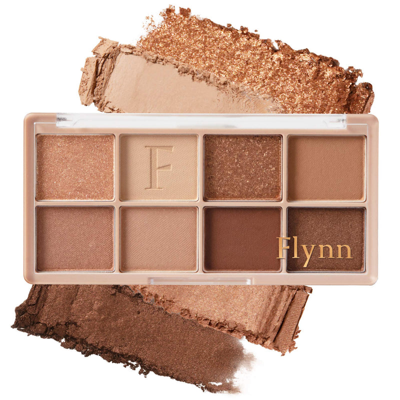 Flynn Eyeshadow Palette - High Pigmented Sparkling Glitter Cream Powder Mattes Shimmer 8 Colors Set with Multi-Reflective Shades for Daily Makeup #01 Dry Leaf 01 Dry Leaf - BeesActive Australia