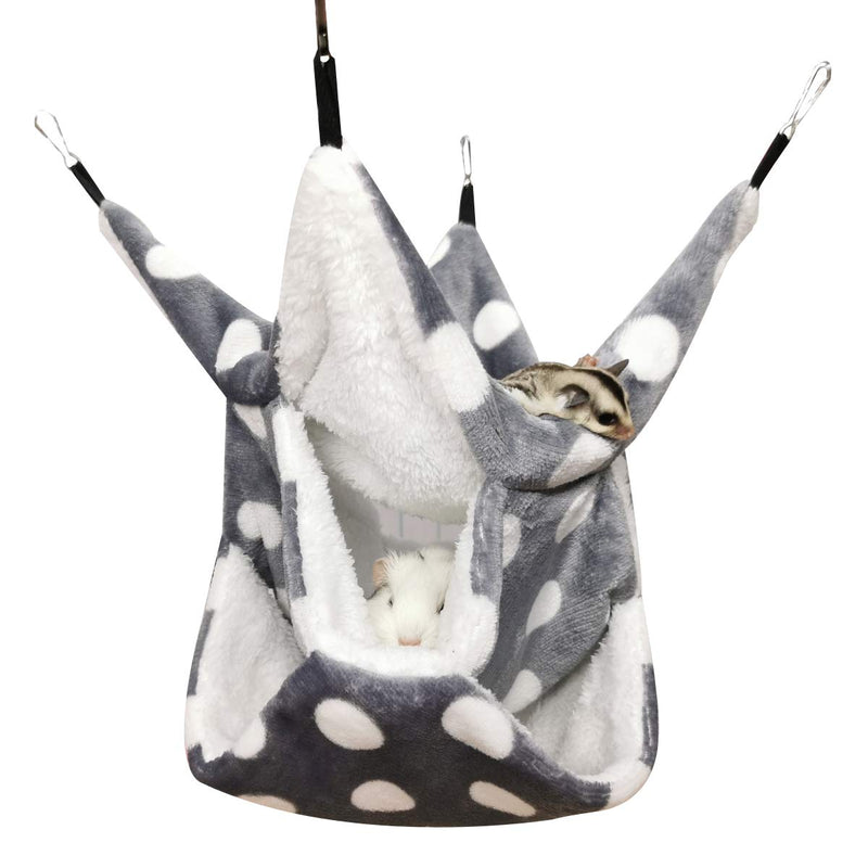 LEFTSTARER Triple-Layer Sugar Glider Hammock, Small Pet Cage Hammock, Sugar Glider Cage Accessories Hamster Bedding Small Animals Bed for Chinchilla Parrot Ferrets Rat Playing Sleeping Grey - BeesActive Australia