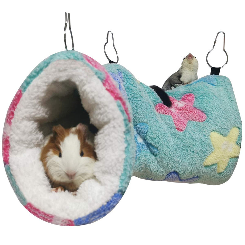 LEFTSTARER Hanging Tunnel for Small Animals, Ferret Hammock Cage Accessories Sugar Glider Toys Hamster Bedding for Chinchilla Squirrel Guinea Pig Rat Toys Green Star - BeesActive Australia