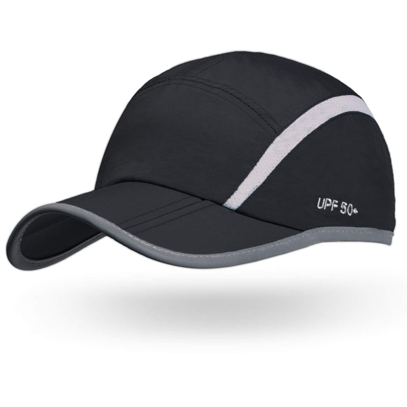 ELLEWIN Unisex Baseball Cap UPF 50 Unstructured Hat with Foldable Long Large Bill A- Reflective Black M/L - BeesActive Australia