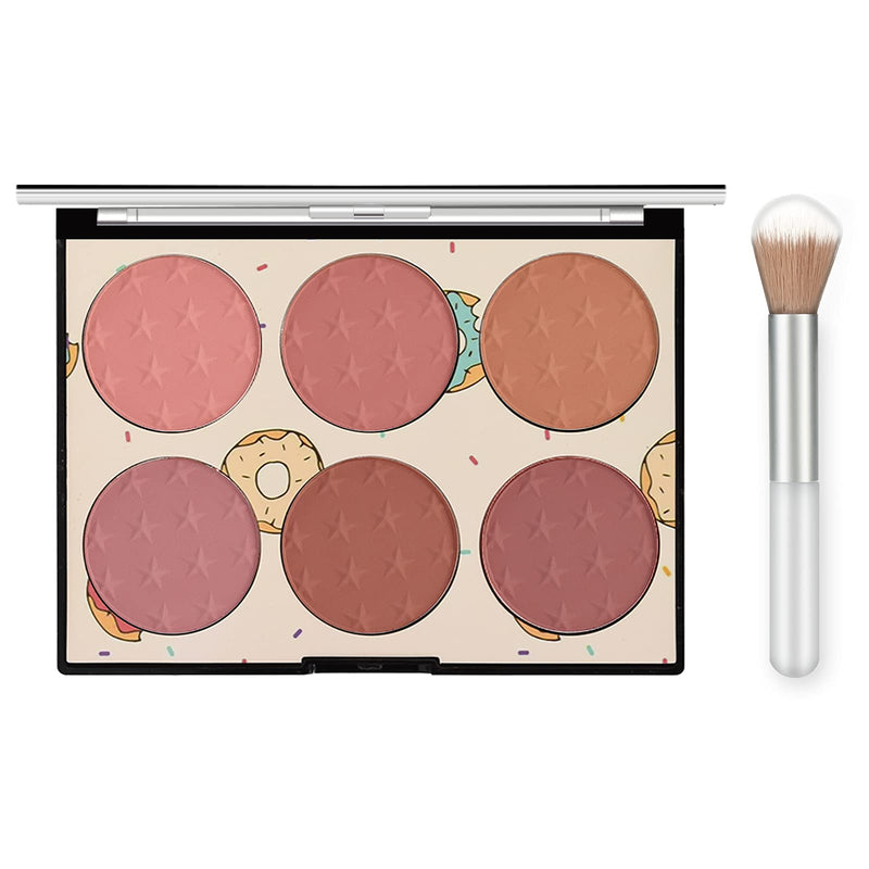 Ownest 6 Colors Face Blush Palette,Light Luxury Blush Palette Matte Blush Powder Bright Shimmer Face Blush,Contour and Highlight Blush Palette(with A Blush Brush)-Set A - BeesActive Australia