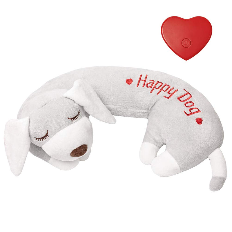 Dog Heartbeat Toy for Anxiety Relief, Calming Puppy Behavioral Training Aid Toy Puppy Dog Pals Toys Pet Companion Pillow Grey - BeesActive Australia