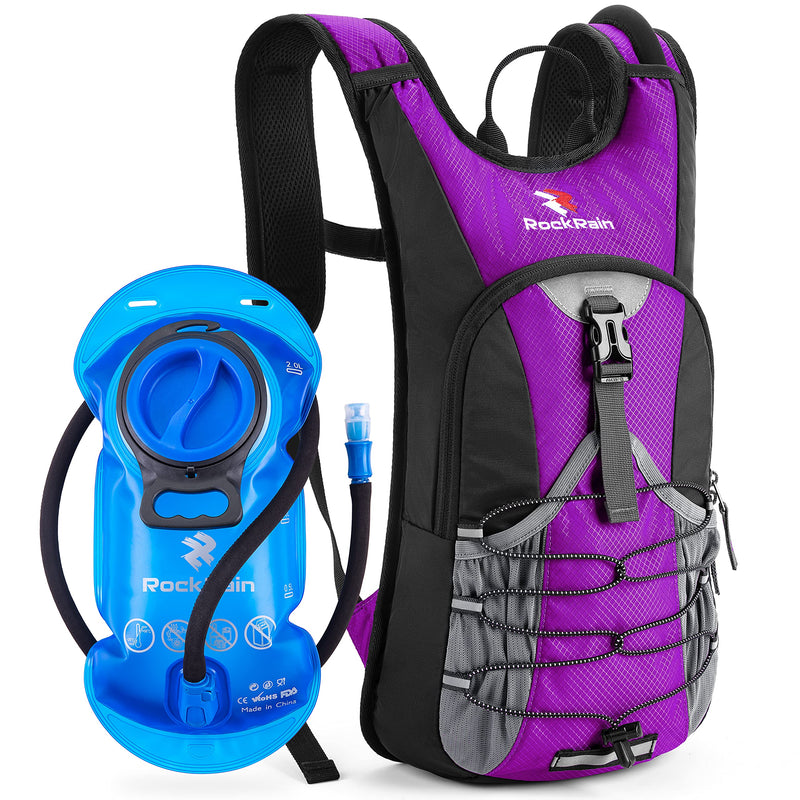 ROCKRAIN Hydration Backpack Insulated Hydration Pack with 2L BPA Free Water Bladder for Hiking, Running, Climbing and Cycling, Perfect for Men, Women, Kids, Lightweight Daypack Violet - BeesActive Australia