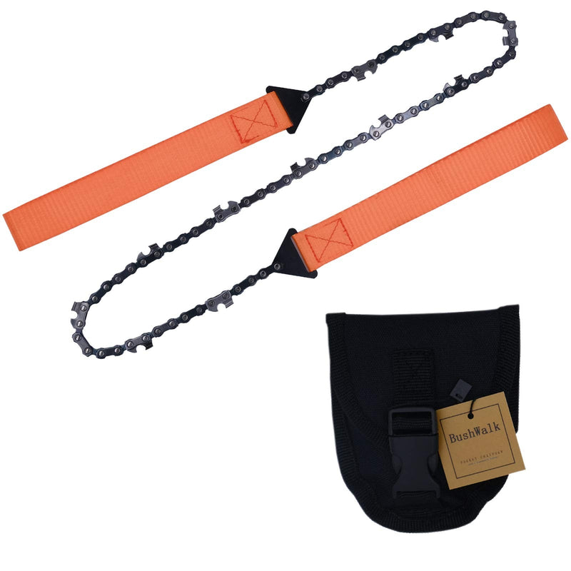 BushWalk Pocket Chiansaw 24 Inch with Sharp Teeth Blades Hand Compact Saw Tools for Camping Hunting Tree Cutting Outdoor Survival Garden Work 24" 11 teeth Orange - BeesActive Australia
