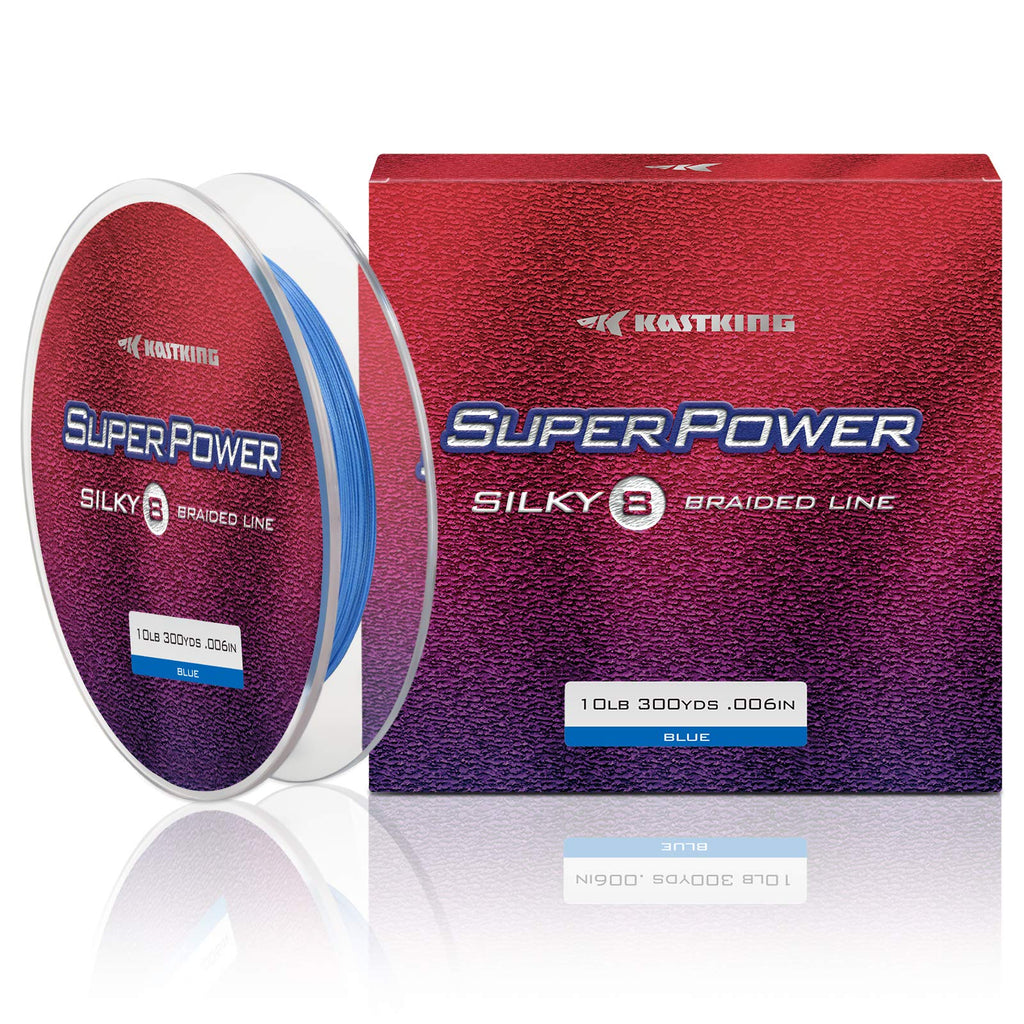 KastKing Superpower Silky8 Braided Fishing Line, Spin Fishing Line, Ultra-Thin Diameter, Smooth Surface So It Casts Longer, Highly Sensitive, No Stretch Braided Fishing Line, Abrasion Resistant Blue 150Yds-30LB-0.30mm - BeesActive Australia