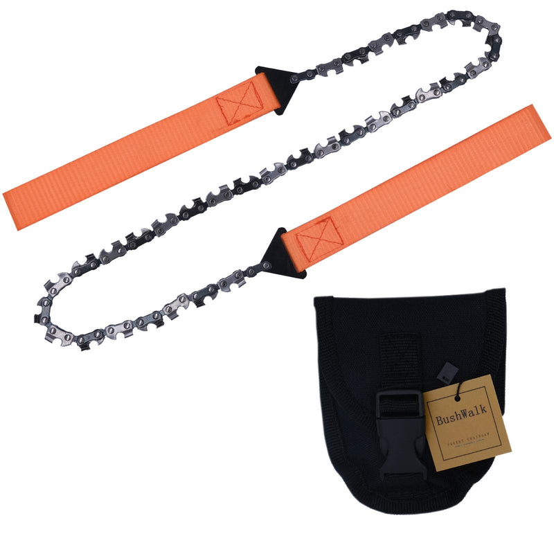BushWalk Pocket Chiansaw 24 Inch with Sharp Teeth Blades Hand Compact Saw Tools for Camping Hunting Tree Cutting Outdoor Survival Garden Work 24" 33 teeth Orange - BeesActive Australia