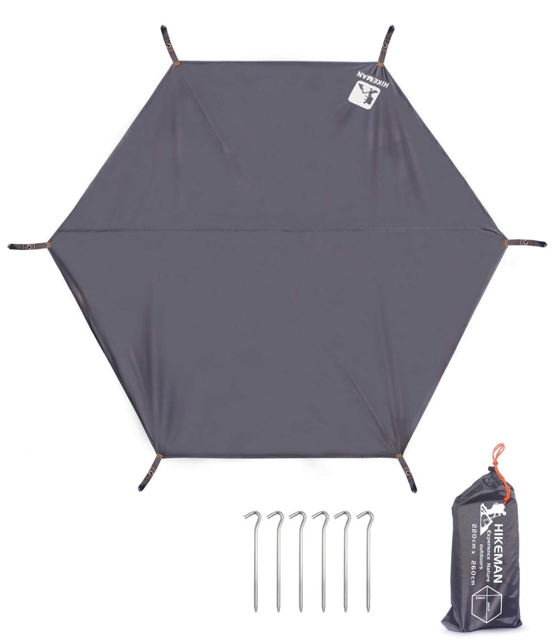 Hikeman Hexagonal Tent Footprint,1-4 Person Ultralight Waterproof Tent Tarp Ground Sheet Mat with 6 Tent Stakes for Camping Hiking Picnic Backpacking Gray 8.5' X 7.2' - BeesActive Australia