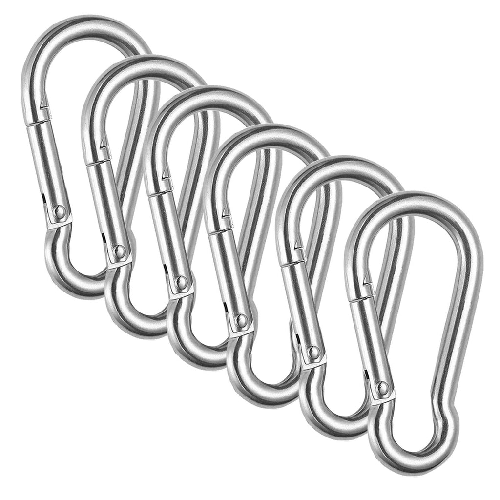 U/D 316Marine Grade Stainless Carabiner Clip 3 Inch Heavy Duty Stainless Steel Spring Snap Hook Carabiner sclimbing Used for Gym, Camping Hiking Keyclip(6 Pack) - BeesActive Australia