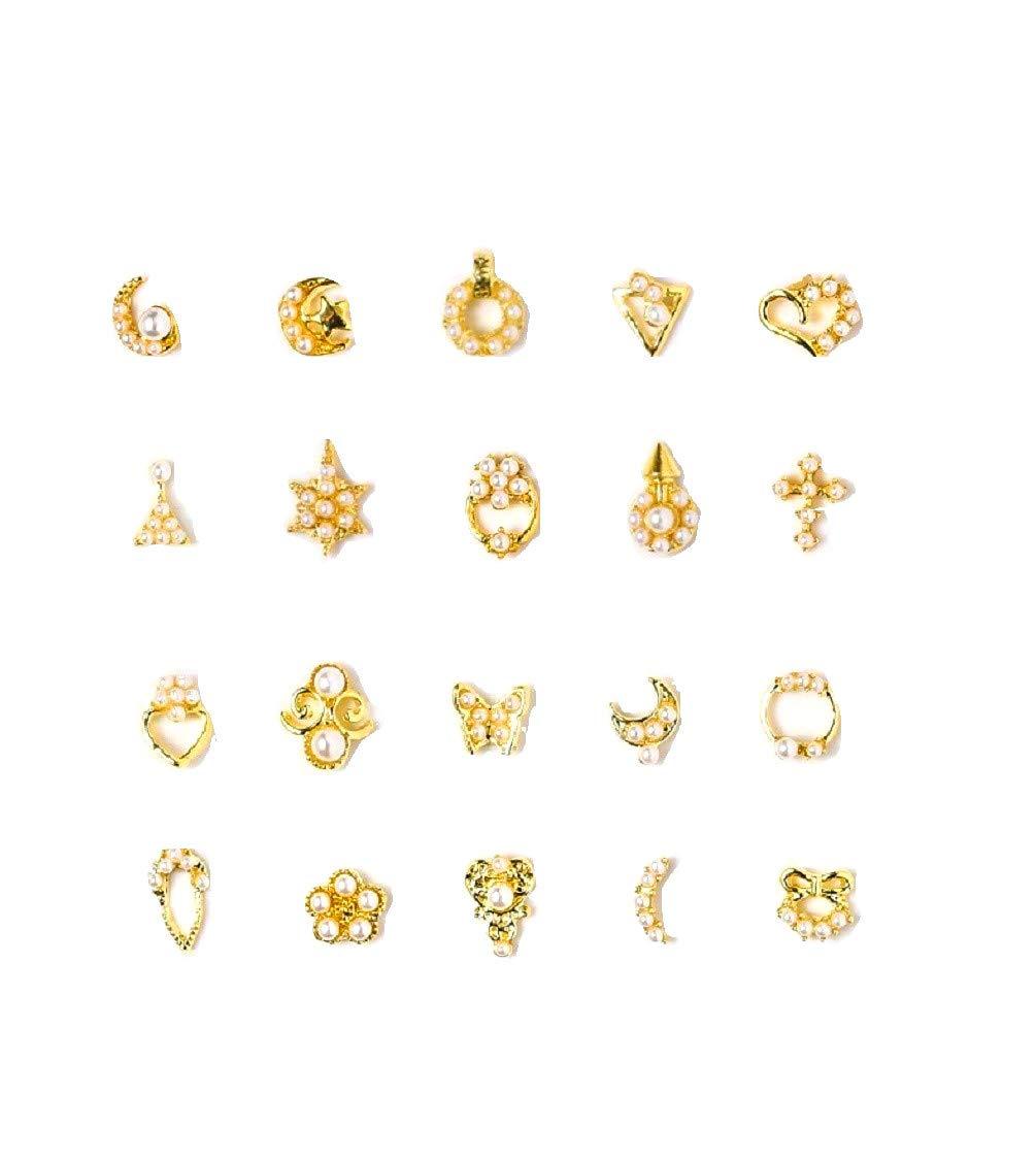 Nail Art Rhinestones, 3D Rhinestones for Nails, Luxury Charms Crystals Diamonds Gold Metal Gem Stones for DIY Nail Art Beauty Design and Nail Decoration Craft, 20 Pcs - BeesActive Australia