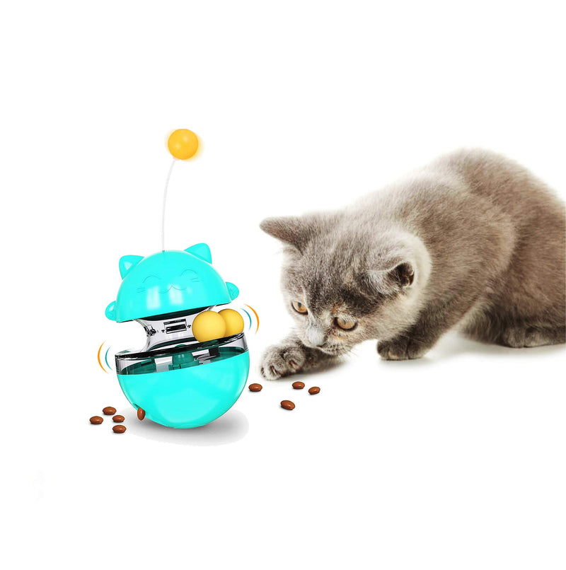 SUJAYU Cat Treat Puzzle, Cat Treat Dispenser Toy Cat Treat Toy, Tumbler Interactive Ball Cat Puzzle Feeder, Cat Food Puzzle Cat Food Ball Cat Snacks Temptations, Food Puzzle Toys for Cats Blue - BeesActive Australia