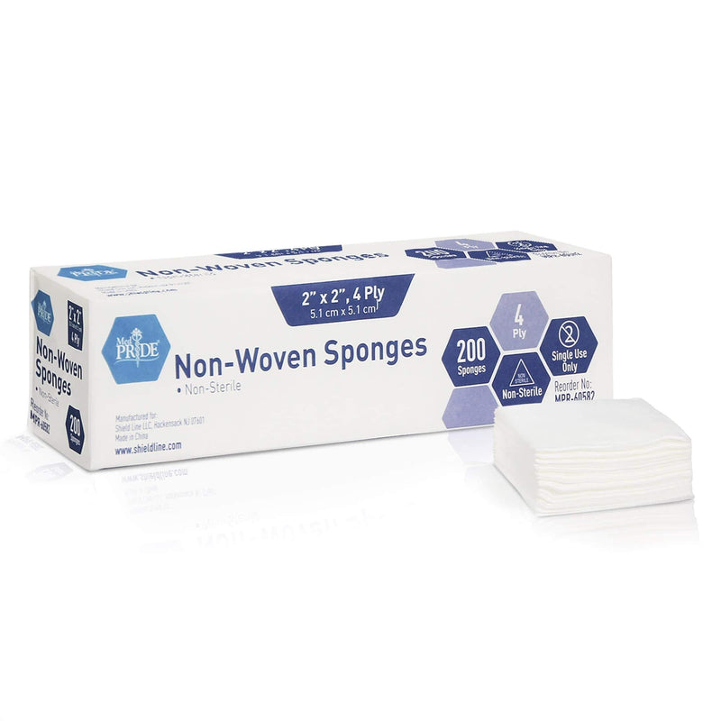 Medpride Surgical Sponges 2'' x 2'' 200 Pack - Gauze Pads Non sterile - First Aid Wound Care Dressing Sponge – Νοn-Woven Medical, Non-Adherent Mesh Bandages – Absorbent for Injuries – 4 Ply 2x2 Inch (Pack of 200) - BeesActive Australia