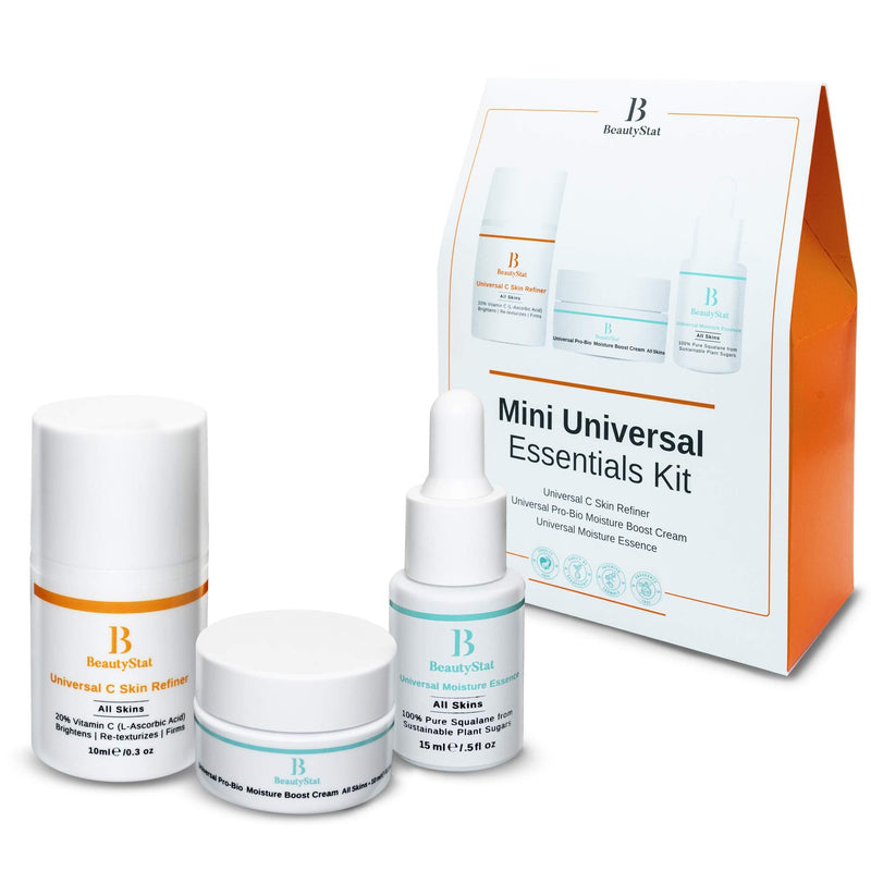 BeautyStat Mini Universal Essentials Skin Care Kit - 3 in 1: Universal C Skin Refiner + Universal Pro Bio Moisture Boost Cream + Universal Moisture Essence | Created by a Veteran Cosmetic Chemist - BeesActive Australia