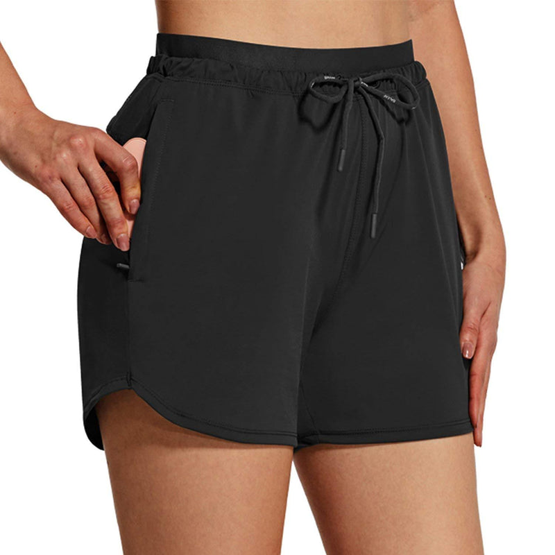 BALEAF Women's Shorts 4" Workout Shorts Quick Dry with Zip Pockets Stretch Outdoor Running UPF 50+ Active Hiking Gym Small Black - BeesActive Australia