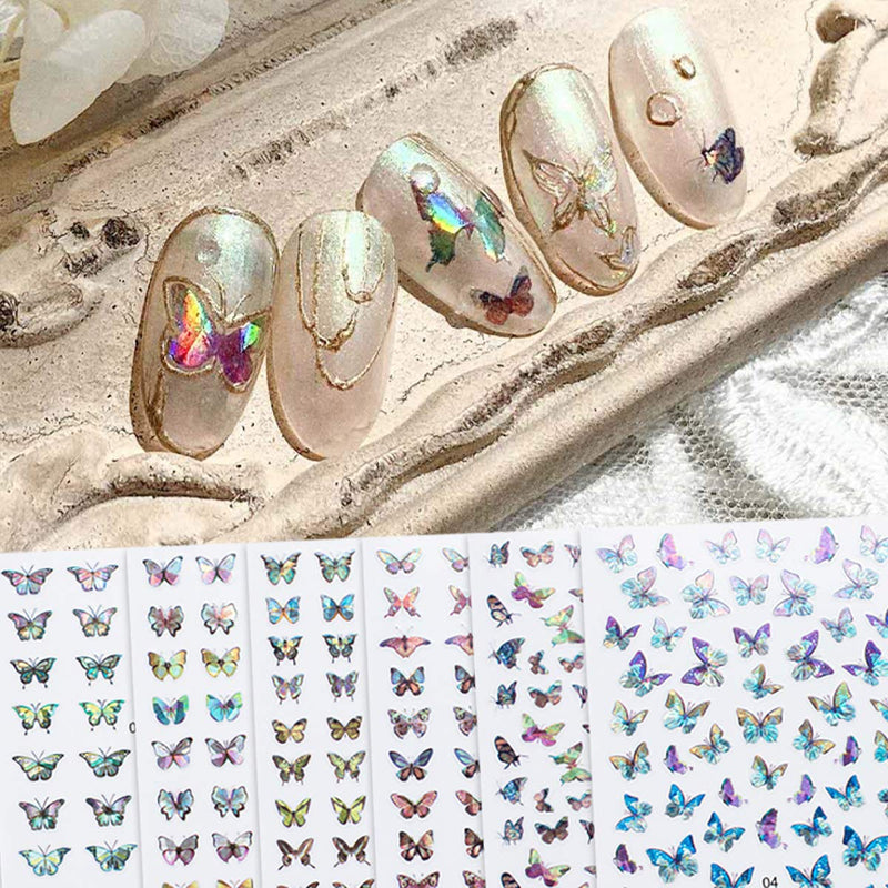 Butterfly Nail Art Stickers 10 Sheet 3D Holographic Laser Butterfly Nail Decals Self-Adhesive Butterfly Nail Stickers for Women Girl DIY Design Manicure Tips Decorations - BeesActive Australia