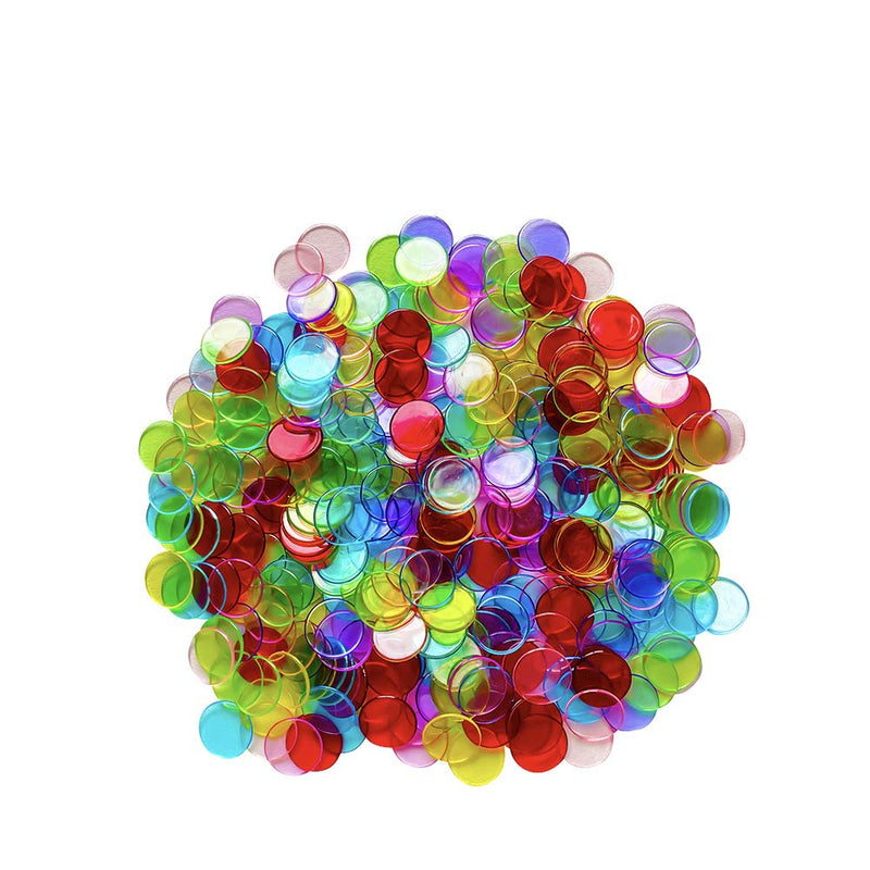 SEETOOOGAMES 600 Pieces 3/4 inch Transparent 8 Color Bingo Counting Chips Plastic Markers 600pieces - BeesActive Australia