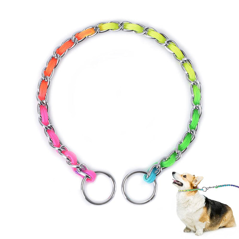 TSPRO Rainbow Dog Choker Collar Dog Chain Collar for Choker Dogs Slip Choker Collar for Training Dog Choker Chain Medium Dogs and Small Dogs(Rainbow collar-20.5inches ) Small Collar Length: 39cm/15inches colorful - BeesActive Australia