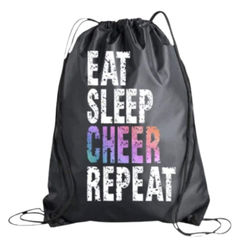 Cheer Drawstring Bag for Girls, Cheerleading Competition Bag, Cheer Bags for Cheerleaders, Eat Sleep Charr Repeat, Sport Pack Cinch Sack - BeesActive Australia