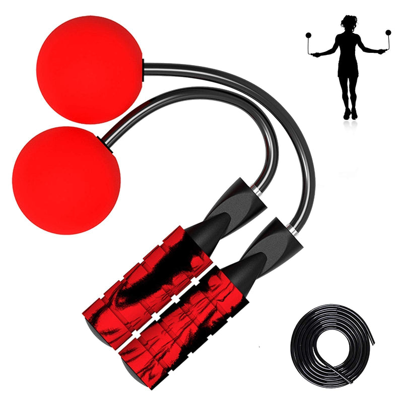 Indoor Cordless Weighted Jump Rope Adjustable Ropeless Jump Rope With Double Handles-Long or Short Adjustable Bod Ropes for Indoor/Outdoor Gym Fat Burning Fitness, Training, Boxing-Updated Longer Rope Version Red - BeesActive Australia