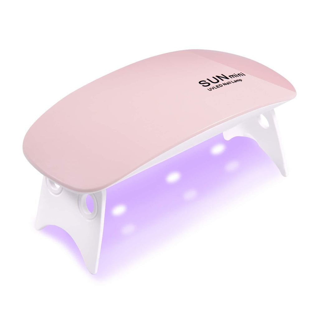 Mini UV LED Nail Lamp - MEINV Portable 6W Nail Dryer Curing Lamp, Mouse Shape Pocket Size USB Cable Gel Light for Regular Nail Polish with 45s/60s Timer Setting（Pink） Pink - BeesActive Australia