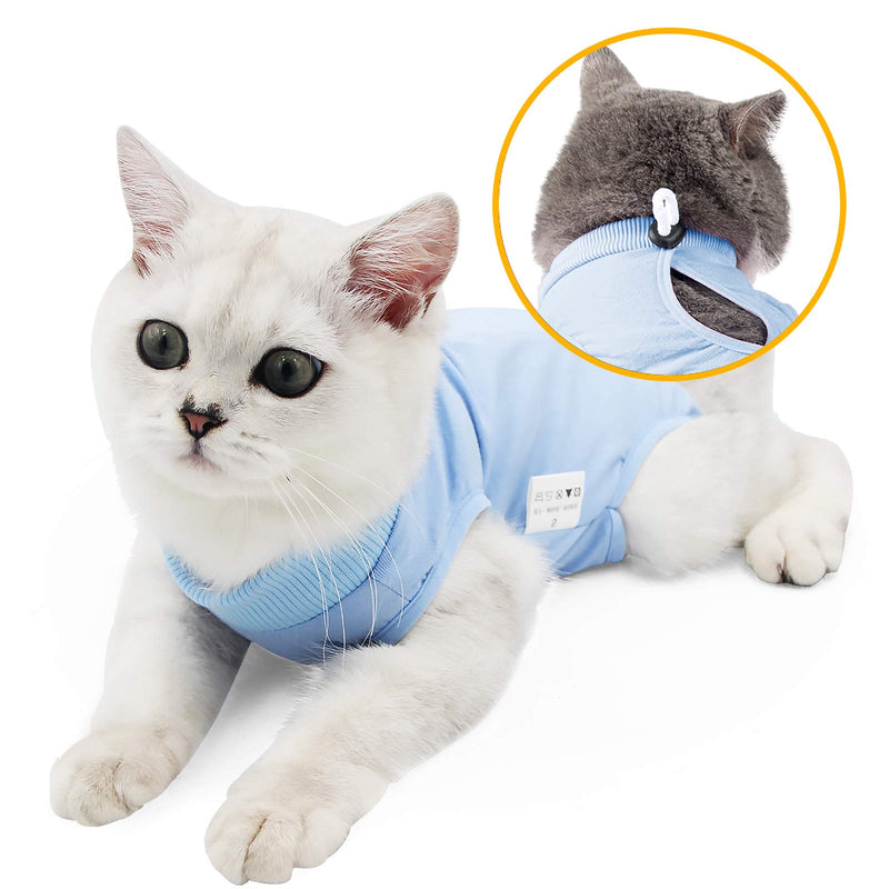 LIANZIMAU Cat Surgery Recovery Suit for Surgical Abdominal Wounds Home Indoor Pet Clothing E-Collar Alternative for Cats After Surgery Pajama Suit Medium (Pack of 1) Blue - BeesActive Australia
