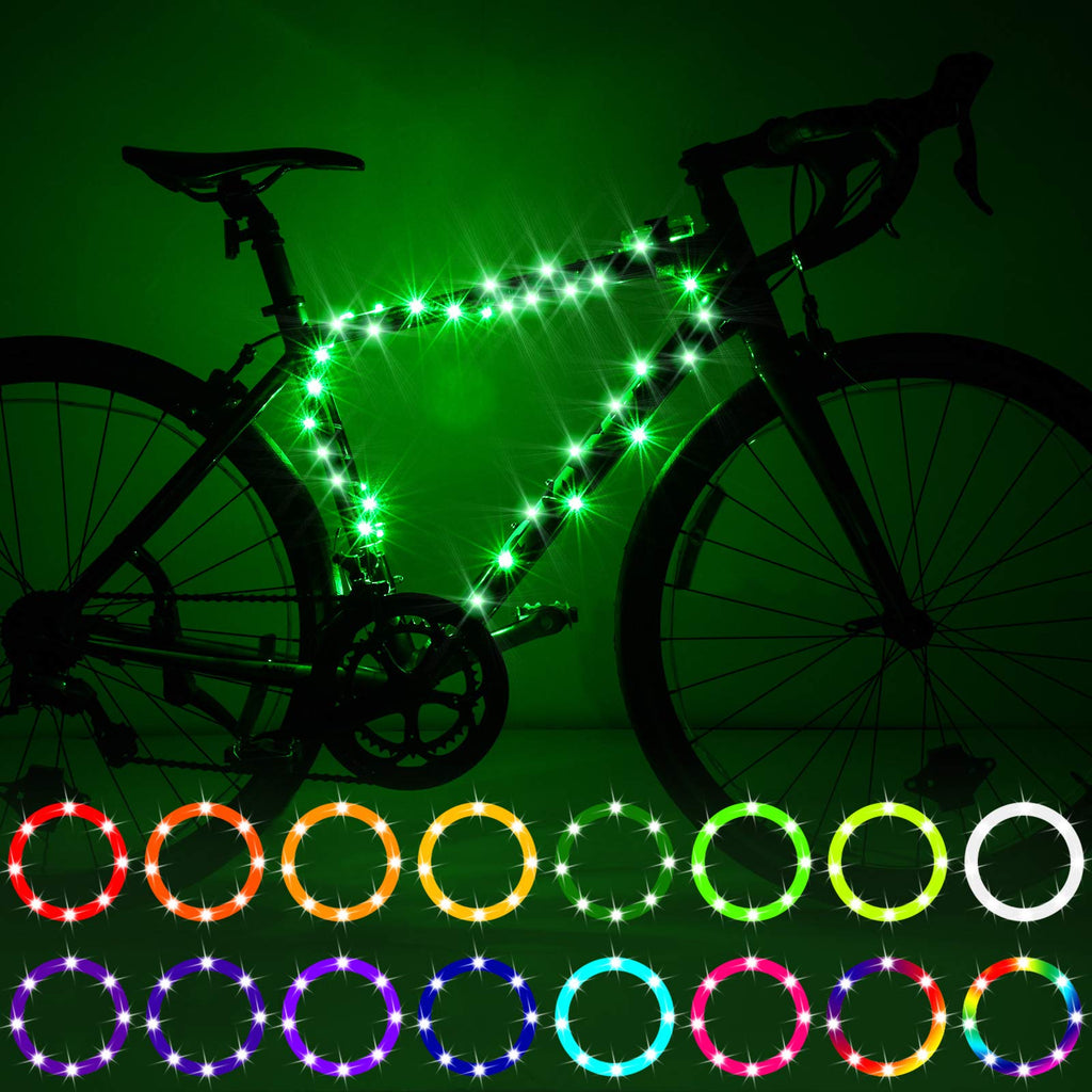 Waybelive LED Bike Frame Lights, Remote Control Bicycle Frame LED Light, 16 Color Change by Yourself, Waterproof, Super Bright to Ride at Night. Good Gift for Kids(1 Tire, Multicolor) - BeesActive Australia