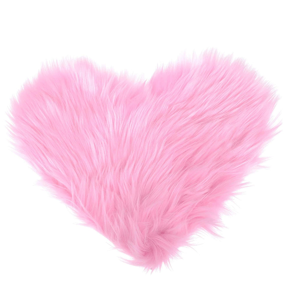 ONNPNN Heart-shaped Fluffy Rug, Decorative Plush Nail Art Table Mat, Photography Props Background Cloth Carpet, Jewelry Nail Counter Fur Chair Cushion, Fur Area Rug Manicure Tool for Home, Bright Pink - BeesActive Australia