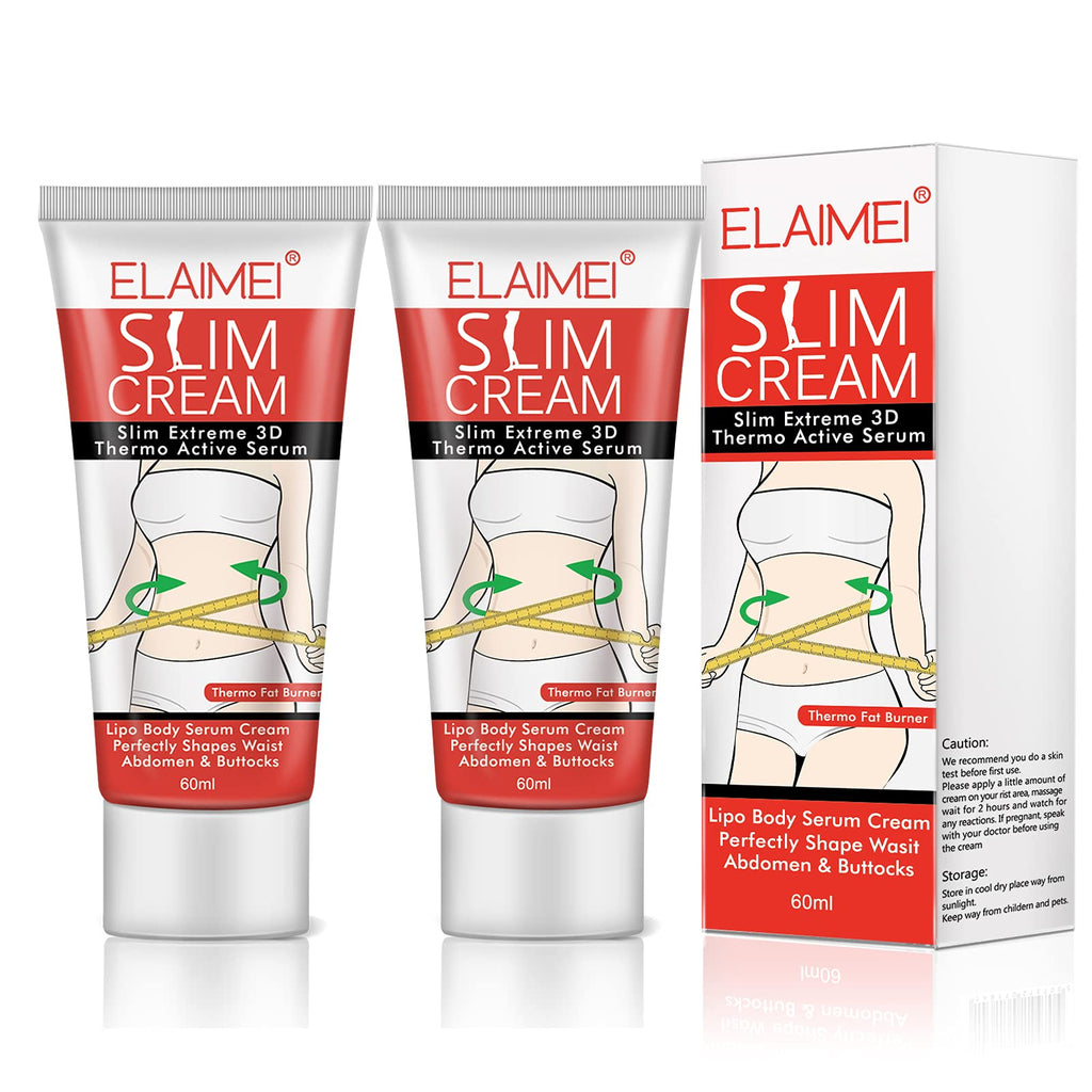 Hot Cream, 2 Pack Cellulite Removal Cream, Weight Losing Cream, Anti-Cellulite Slim Massage Cream, Slim Cream to Shaping Waist, Abdomen and Buttocks (2 x 60ml) - BeesActive Australia
