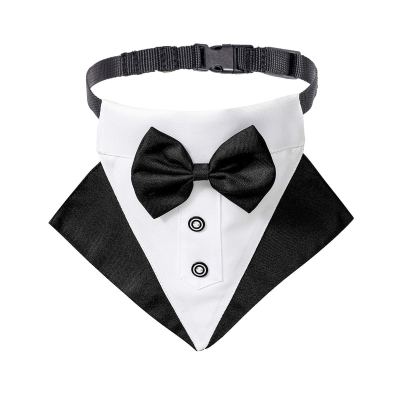 ADOGGYGO Formal Dog Tuxedo Wedding Dog Bandana Collar Dog Collar with Bow Tie Adjustable Dog Bowtie Collar Bandana for Small Medium Large Dog Pet Black - BeesActive Australia