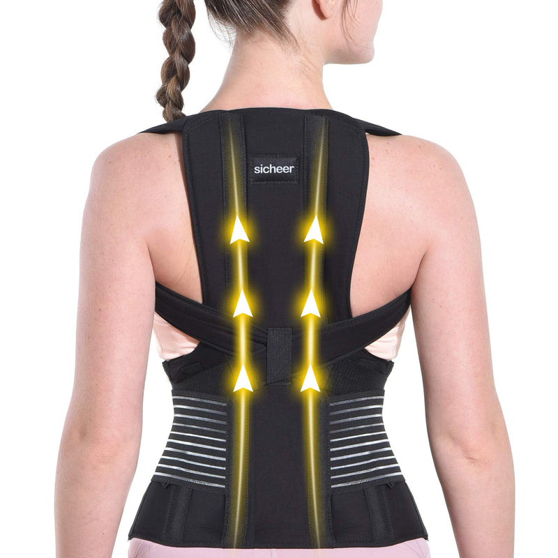 sicheer Posture Corrector for Women and Men Back Brace Straightener Shoulder Upright Support Trainer for Body Correction and Neck Pain Relief, Small(waist 26-33 inch) - BeesActive Australia