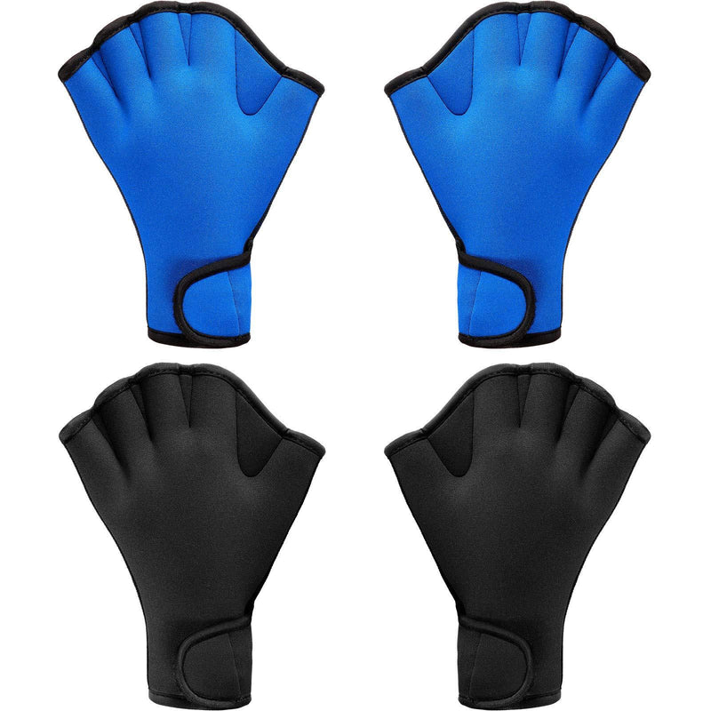 2 Pairs Swimming Gloves Aqua Fit Swim Training Gloves Neoprene Gloves Webbed Fitness Water Resistance Training Gloves for Swimming Diving with Wrist Strap - BeesActive Australia