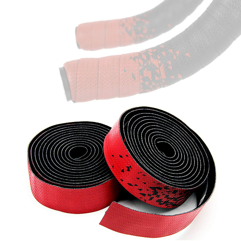 Lywencom Bike Handlebar Tape,Comfortable Non-Slip Damping Sweat Breathable Delicate Touch Black Red Gradient EVA Foam self-Adhesive, with 2 Bar Plugs,Cycling Bar Wraps - BeesActive Australia