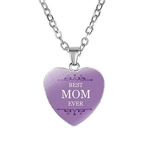 Mom Mother day’s Pendant Necklace Rose Flower Love Heart Lockets Chain Time Gem Jewelry for Women Girls (Silver J) Silver J - BeesActive Australia