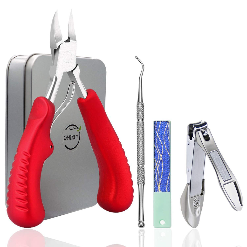 Thick Toenail Clippers Large Nail Clippers for Ingrown & Thick & Professional Podiatrist Toenail Clippers Kits Stainless Steel Big Toenail Clippers with Rubber Handle for Family, Seniors(Red) Red - BeesActive Australia