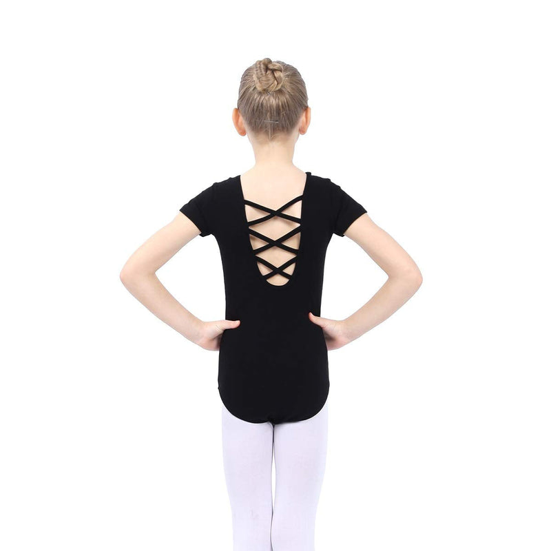 Ballet Leotard for Girls, Basic Dance Ballet Leotards Short Sleeve, Crisscross Straps Back Dance Tops for Girls/Toddlers Black 2-4 Years - BeesActive Australia