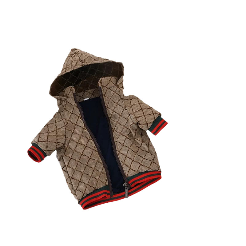 HQREA Dog Hoodie Luxury Dog Clothes Winter Dog Jacket Classic Designer Pet Clothes Coat French Bulldog Teddy Pug Puppy Clothes A Medium - BeesActive Australia
