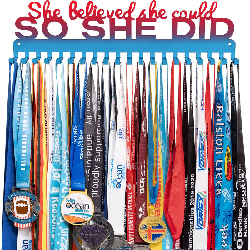 Lapetale Fashion Medal Hanger Holder Display Wall Rack Frame Shelf-Medal Hanger Awards Ribbon Cheer,Gymnastics,Soccer,Softball Holder Display Custom Rack for 60 Medals Easy to Install 1.RoseBlue - BeesActive Australia