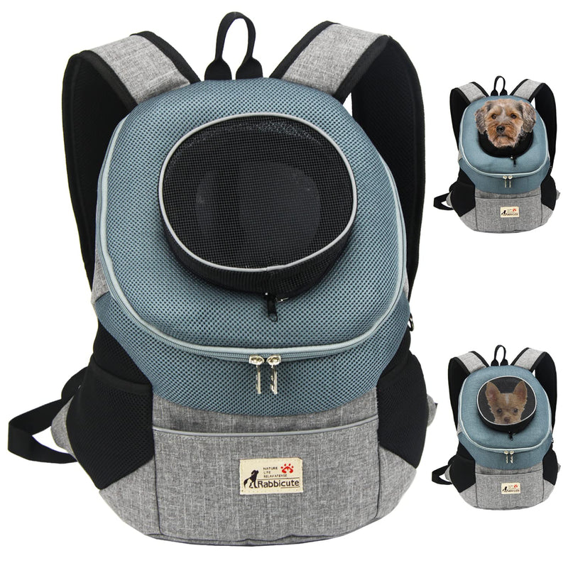 RABBICUTE Pet Dog Carrier Backpack Adjustable Breathable Front Pack Head Out Removable Design Puppy Cat Dog Backpack for Small Dogs Cats Padded Shoulder Bag for Travelling Hiking Camping Outdoor Trip M (<6LBS, size refer to picture 5) GREY - BeesActive Australia