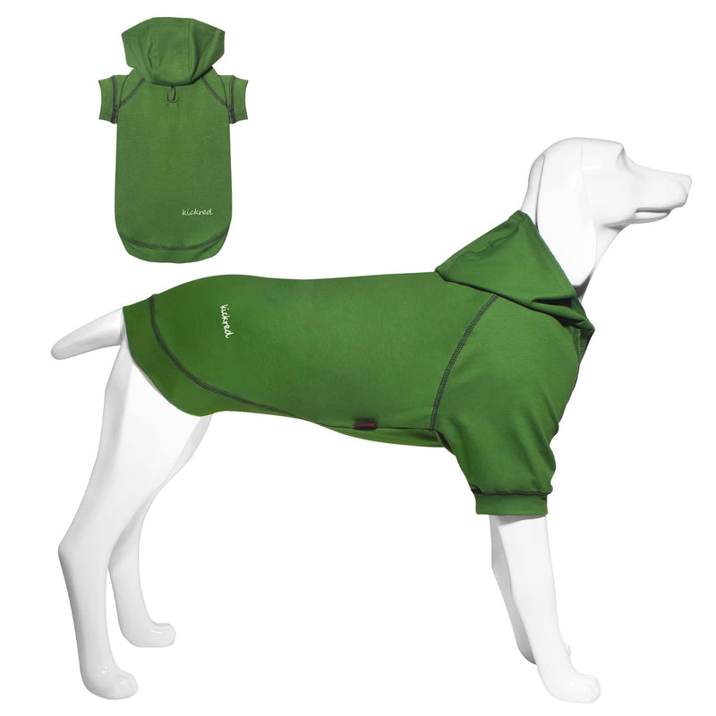 Kickred Basic Dog Hoodie Sweatshirts, Pet Clothes Hoodies Sweater with Hat and Leash Hole, Soft Cotton Outfit Coat for Small Medium Large Dogs XL Army Green - BeesActive Australia