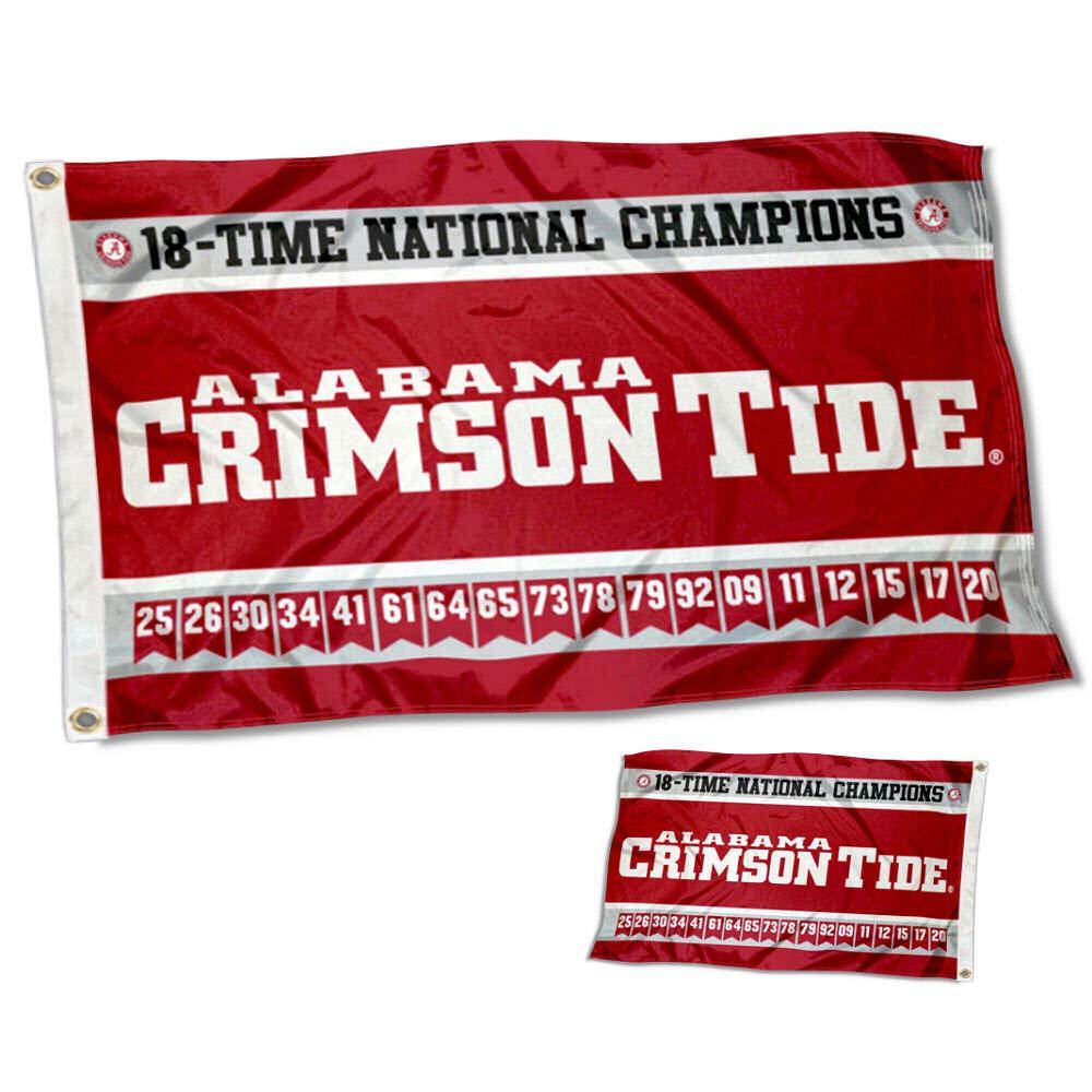 College Flags & Banners Co. Alabama Crimson Tide 18 Time Football National Champions Double Sided Flag - BeesActive Australia