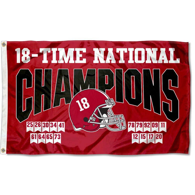 Alabama Crimson Tide 2020 18 Time College Football Champions Banner Flag - BeesActive Australia