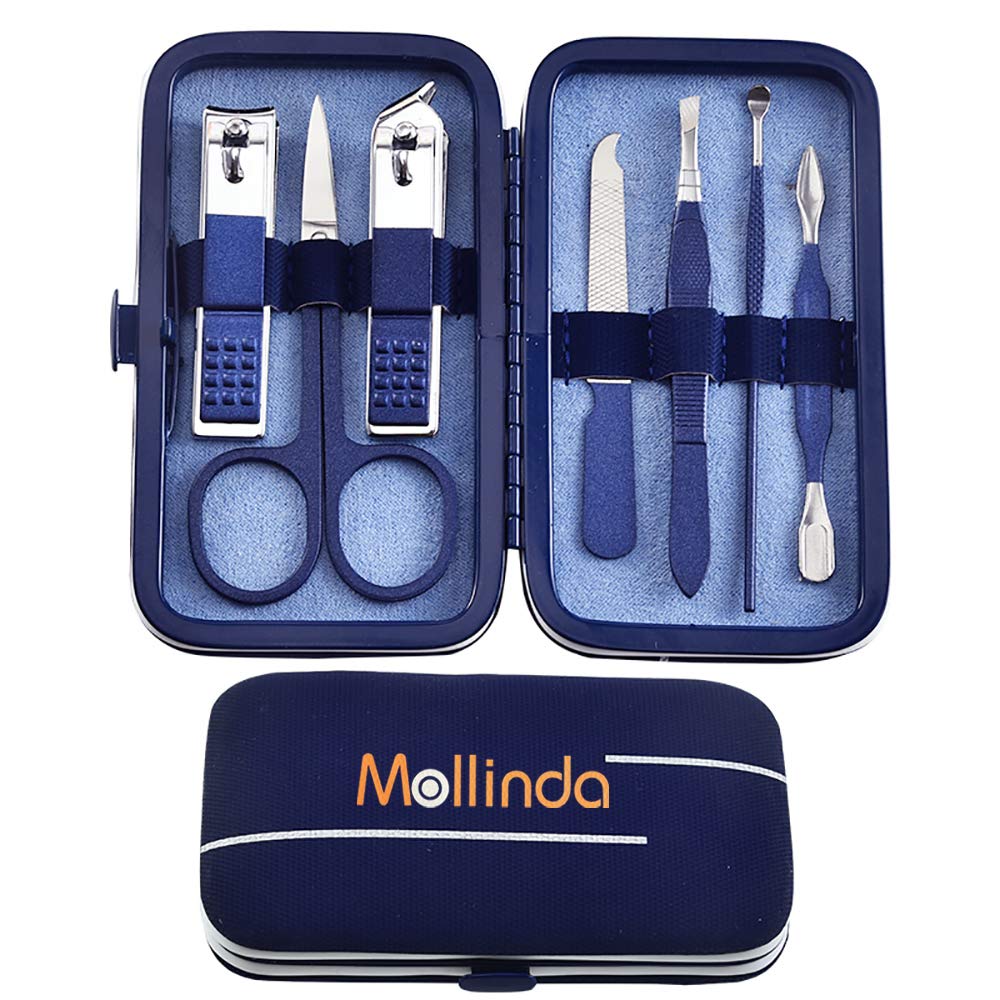 Manicure Set Personal care, 7 in 1 Spray Paint Craft Blue Manicure Nail Clippers, Professional Pedicure Set Grooming kit Gift for Men and Women With Leather Travel Case, Pedicure Kit Manicure Tools - BeesActive Australia
