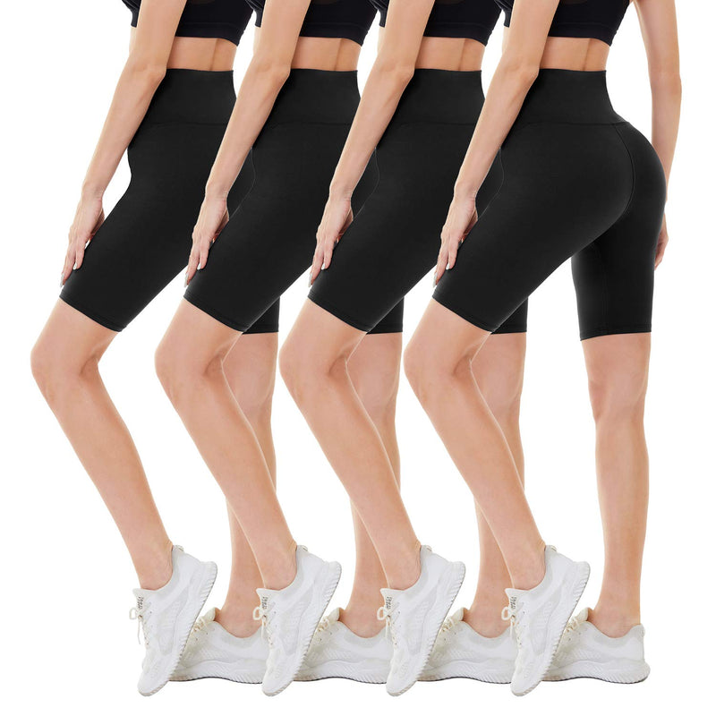 CAMPSNAIL 4 Pack Biker Shorts for Women  8" High Waist Tummy Control Workout Yoga Running Compression Exercise Shorts 2#black, 4 Packs Large-X-Large - BeesActive Australia
